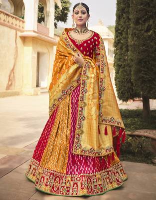 Multicolor woven silk stitched lehenga 1