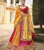 Multicolor woven silk stitched lehenga