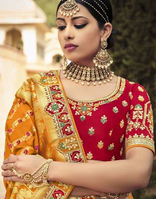 Multicolor woven silk stitched lehenga 2