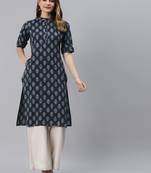 Indigo printed cotton ethnic-kurtis