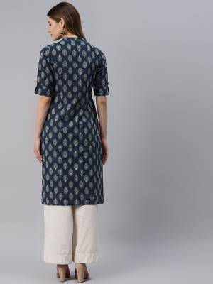 Indigo printed cotton ethnic-kurtis 3