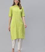 Yellow printed cotton ethnic-kurtis
