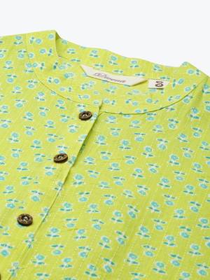 Yellow printed cotton ethnic-kurtis 2
