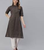 Black printed cotton ethnic-kurtis
