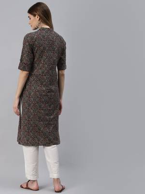 Black printed cotton ethnic-kurtis 3