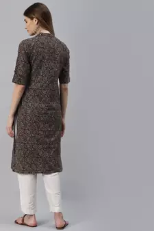 Black printed cotton ethnic-kurtis