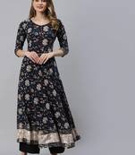Blue printed cotton ethnic-kurtis