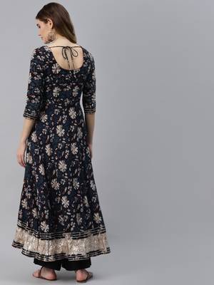 Blue printed cotton ethnic-kurtis 3