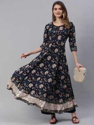 Blue printed cotton ethnic-kurtis 5