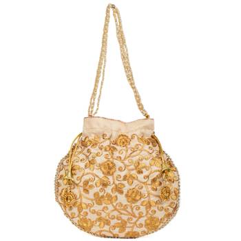 Women's Stylish Traditional Potli Clutch Bag Combo Golden, Maroon (Pack of 2) 2