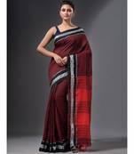 Wine Red handwoven cotton dual tone saree