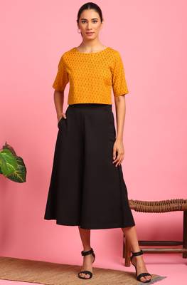 Janasya Mustard geometric print cotton salwar 1