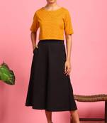 Janasya Mustard geometric print cotton salwar