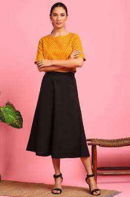 Janasya Mustard geometric print cotton salwar 2