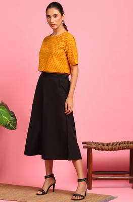 Janasya Mustard geometric print cotton salwar 3