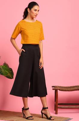 Janasya Mustard geometric print cotton salwar 4