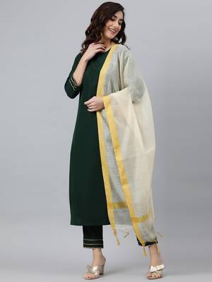 Dark-green self design crepe salwar 2