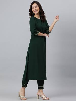 Dark-green self design crepe salwar 3