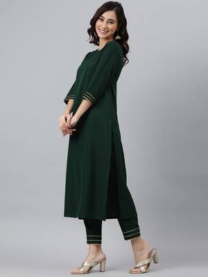 Dark-green self design crepe salwar 4