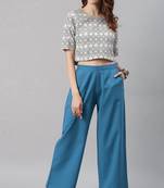 Janasya Cream geometric print cotton salwar