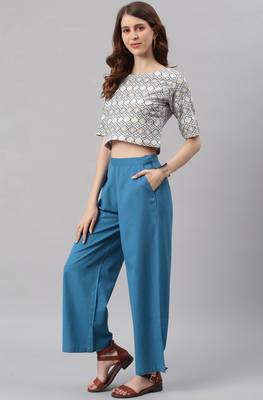 Janasya Cream geometric print cotton salwar 3