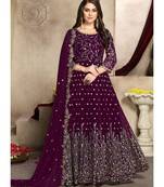 Magenta Zari Embroidered Anarkali Suit