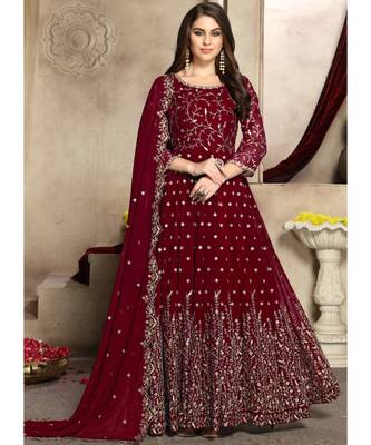 Red Zari Embroidered Anarkali Suit 1