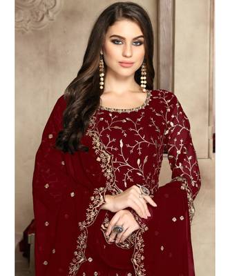 Red Zari Embroidered Anarkali Suit 2