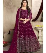 Rani Pink Zari Embroidered Anarkali Suit