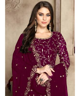 Rani Pink Zari Embroidered Anarkali Suit 2