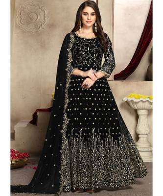 Black Zari Embroidered Anarkali Suit 1
