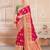 Rani pink woven banarasi silk saree with blouse