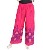 Pink Cotton Embroidered Palazzo