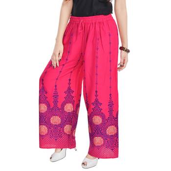 Pink Cotton Embroidered Palazzo 4