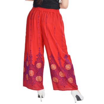 Red Cotton Embroidered Palazzo 2