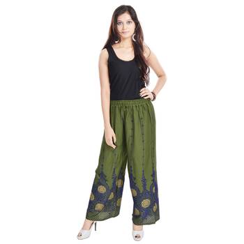 Green Cotton Embroidered Palazzo 3