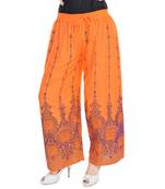 Orange Cotton Embroidered Palazzo