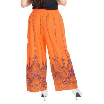 Orange Cotton Embroidered Palazzo 2