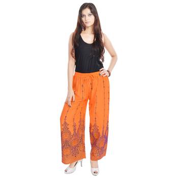 Orange Cotton Embroidered Palazzo 3