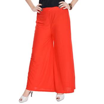 Red Chiffon Solid Palazzo 1