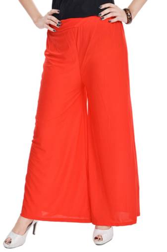 Red Chiffon Solid Palazzo