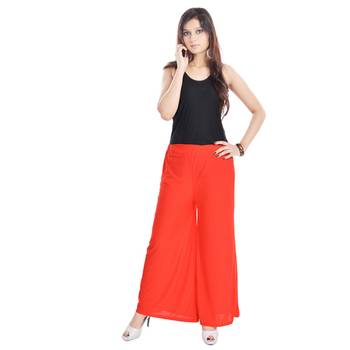Red Chiffon Solid Palazzo 3