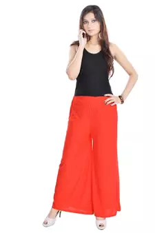 Red Chiffon Solid Palazzo