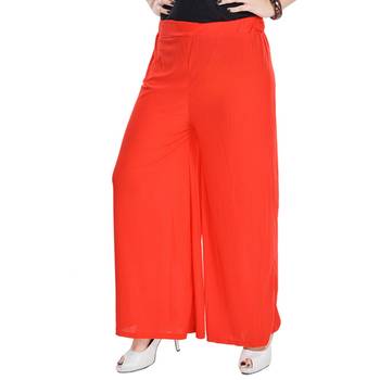Red Chiffon Solid Palazzo 4