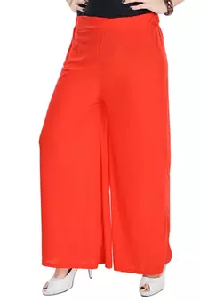 Red Chiffon Solid Palazzo