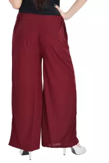 Maroon Chiffon Solid Palazzo