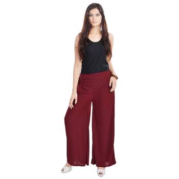 Maroon Chiffon Solid Palazzo 3
