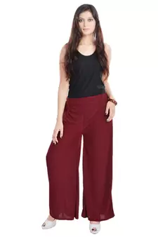 Maroon Chiffon Solid Palazzo
