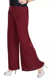 Maroon Chiffon Solid Palazzo