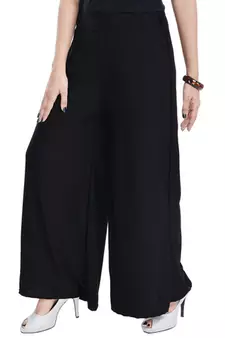 Black Chiffon Solid Palazzo